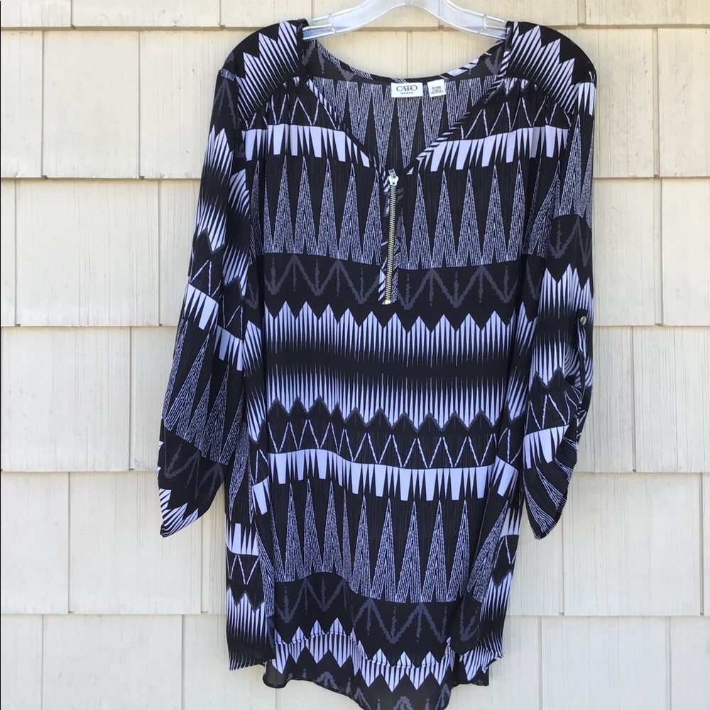 Black and White Geometric Blouse from Cato